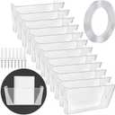 Tenceur 12 Pcs Plastic Single Pocket Wall Mount File Holder with Double Sided Adhesive Tape and Screws Wall File Hanging Folder Letter Paper Mail Organizer for Office Home Classroom (Clear)