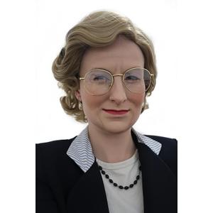 ALLAURA Compatible with Mrs Doubtfire Wig  Short Wavy Gray Old Lady Wig for Women  Funny Costume Hairpiece for Adult Cosplay, Movie Character Look, Halloween, Theatre, Retro Nanny or Granny Outfit (One Size, Brown)