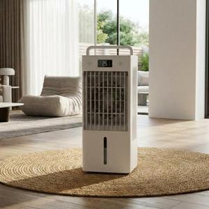 2.6Gal Portable Swamp Cooler Fan, Evaporative Air Cooler with HEPA Filter, Touch Control, Remote, 3 Speeds & 3 Modes, Ice Packs & Wheels for Bedroom & Office (White)