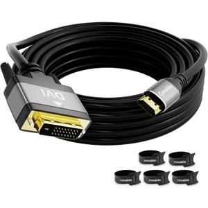 HDMI to DVI Cable 25FT, Bi-Directional DVI to HDMI Male to Male Cord, HDMI A to DVI-D Adapter, Gold-plated Connectors, Aluminum Shells, 1080P, for Computer, Monitor, Projector, Raspberry Pi, Xbox, PS3