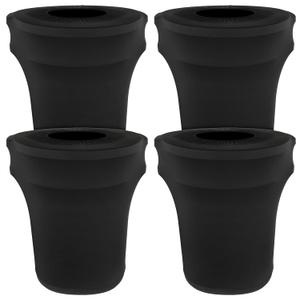 BSTKEY 55 Gallon Stretch Spandex Trash Can Cover, 4 Pack Outdoor Fitted Waste Container Cover Round Garbage Can Covers for Wedding Party Commercial Fundraiser Decor, Without Trash Can (Black)