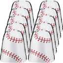 Flutesan 25 Pack 8 x 10 Inch Drawstring Baseball Party Favor Bags Plastic Baseball Snack Goodie Bags Gift Packaging Storage for Birthday Sports Theme Party Supplies