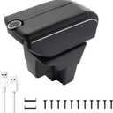 Car Armrest Box for KIA Rio 2018-2023 Auto Accessories Center Console Car Arm Rest Organizer Storage Box with Cup Holder and 7USB Ports (Black Thread)