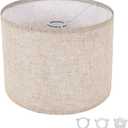 Small Lamp Shade, Beige Drum Lampshade 8.7''Top X 8.7'' Bottom X 7.9'' High, Replacement Lamp Shade Natural Linen Hand Crafted for Table Lamps Floor Lamps Chandelier Lamp, Easy Assembly Required