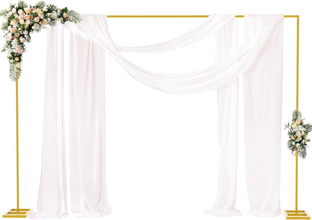 Fomcet 6.6FT x 10FT Backdrop Stand Heavy Duty with Base Gold Pipe and Drape Square Backdrop Stand Adjustable Portable Metal Arch Frame for Wedding Baby Shower Birthday Parties Banquet Decorations
