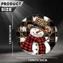 Round Metal Sign Snowman Festive Tin Art Farmhouse Wall Decor for Home Cafe Bar Office 12 * 12inch