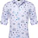 DiBanGu Mens Christmas Dress Shirts for Men Long Sleeve Button Down Xmas Shirts for Party Prom Perform S-3XL (Blue)