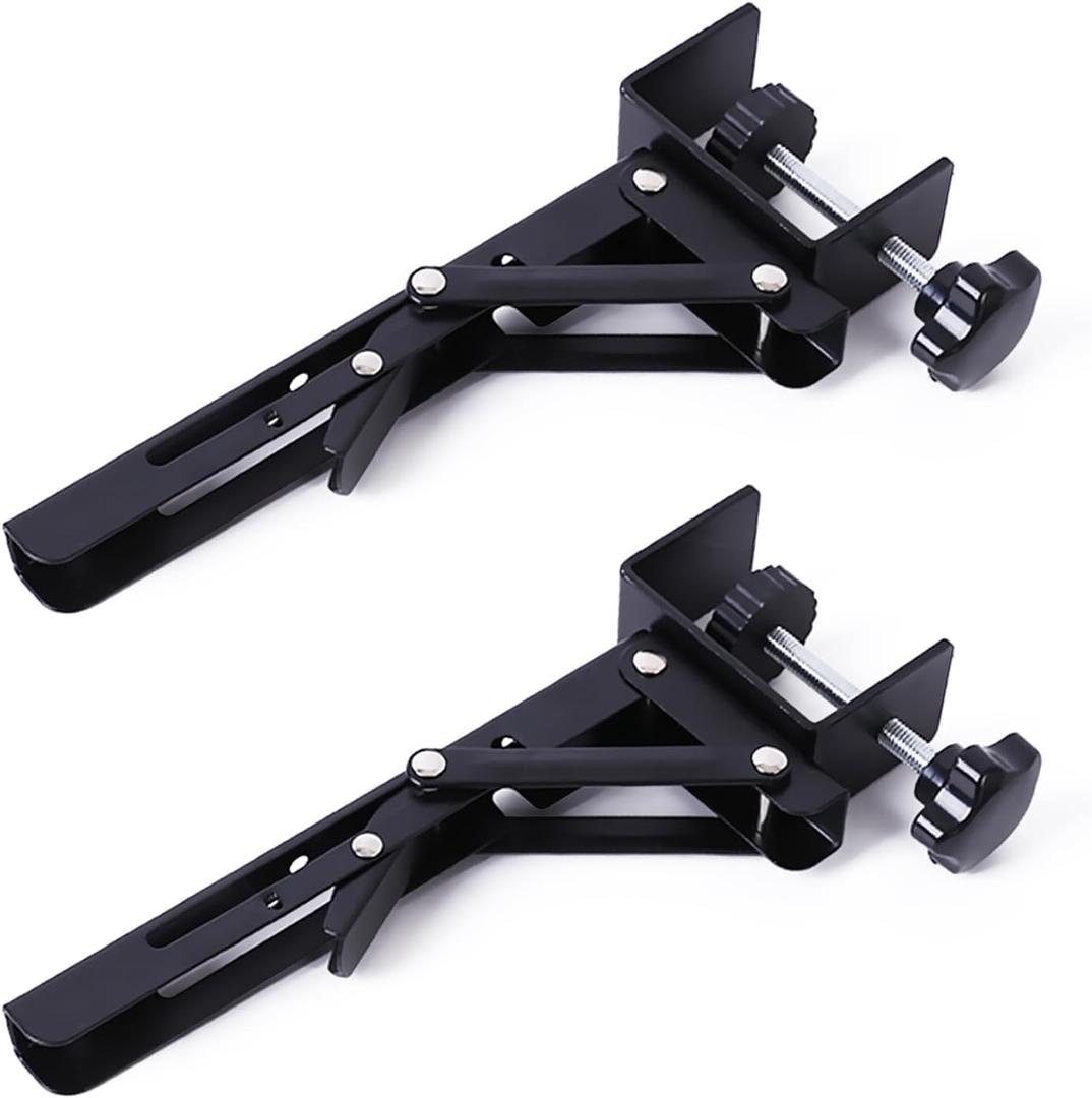 Pack of 2 Keyboard Tray Clamp Bracket 10 Inch Stainless Steel Folding Shelf Bracket Adjustable C-Clamps Foldable Table Extension for Table DIY Office Desk