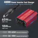 400W Power Inverter 12V DC to 110V AC, Car Charger Plug in Adapter Outlet with PD 65W USB-C&QC 18W Port, Portable Power Converters for Laptop Vehicles Camping Road Trip Essentials Adults