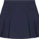 Nautica Girls' School Uniform Pleated Pull-on Scooter Skirt with Undershorts, Knit Waistband & Functional Pockets (Blue, M)