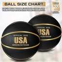 Lenwen Official Size Basketball Size 7 Black Gold Printed Rubber Basketball with Pump for Indoor Outdoor Game Practice Training Youth Adults Back to School