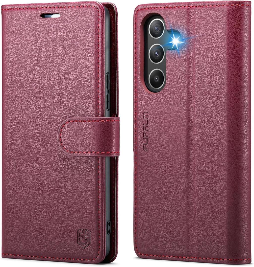 Wallet Case for Samsung Galaxy A36 5G, RFID Blocking Credit Card Holder, PU Leather Folio Flip Kickstand Protective Shockproof Cover for Galaxy A36 (Red)