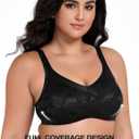 Wingslove Women's Full Coverage Minimizer Bra Wirefree Plus Size Bras Non-Padded Large Busts Comfort Straps Support (Black)