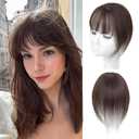 Hair Toppers for Women Real Human Hair-3603D Topper with Bangs for Thinning Hair Clip in Bangs with Upgraded Silk Base Perfect for Daily Wear,510 Dark Brown-2#