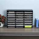 EasyPAG 27 Compartments Wooden Literature Organizer with Adjustable Shelves, 13500 Sheets Capacity Paper Organizer, Classroom Mailbox and Mail Sorter for Teachers and Office, Black/White