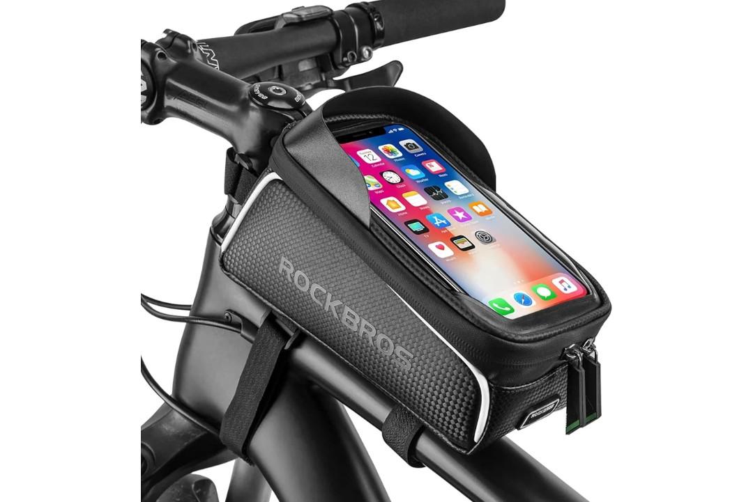 ROCKBROS Bike/Bicycle Phone Front Frame Bag, Waterproof, Tube Bag,Cycling Pouch, Bike Accessories for Men Compatible Phone Under 7”