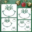 Christmas Face Stencils Reusable for Painting on Wood, Snow Man Template for Crafts Wood Burning Drawing Art Paint Patterns for Window Wall Cake Cookie Canvas Furniture Paper (face4)