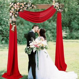 AMZLOKAE Wedding Arch Draping Fabric Red 2 Panels 29x216 Inch Chiffon Arch Fabric Drapery Wedding Archway 6 Yards Wedding Ceremony Reception Decorations Sheer Fabric for Draping Wedding Decorations