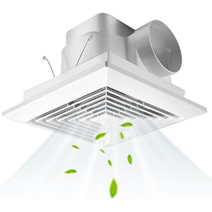 FEITON 90 CFM Bathroom Fan Exhaust Fan Ceiling Mount, 25W, 110V, 0.95 Sones, Square Quiet Ventilation, 4-in Duct, 8" x 8" Mounting Hole