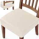 Songrey Waterproof Seat Covers for Dining Chairs Set of 6, No Rear Chair Covers, Stretch Removable Washable Chair Slipcover Protector, Beige