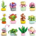 Partylamb 24 Packs Succulents Building Blocks Easter Gifts for Kids School Boys Girls, Artificial Botanical Toy EasterBasket Stuffers Exchange Gifts Classroom Prizes Birthday Party Favor Ages 6+