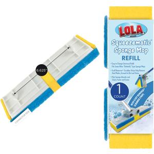 LOLA Squeeze Matic Butterfly Sponge Mop Refill, 9", Replacement Head, Floor Cleaning, Comparable w/Quickie Type S Sponge Mop Refill, 1 Pack