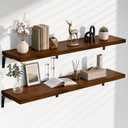 12 Inch Deep Floating Shelves Set of 2, 60 Inch Extra Wide Solid Wood Wall Shelves, 5ft Heavy Duty Wall Mounted Bookshelf with 100 lbs Capacity for Kitchen, Living Room & Bedroom