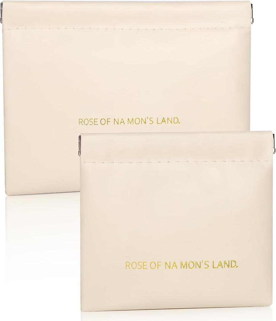 2 x Makeup Bag for Purse:GlorBrochas PU Leather Makeup Pouch Set Large & Small Portable Cosmetic Bags, Waterproof Squeeze Top Coin Purse,Travel Organizer for Makeup,Lipstick, Jewelry,Earbuds(White)