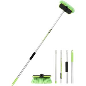 4 Sections PBT Car Wash Brush 60 151cm with Extendable Aluminum Long Handle Soft Bristle Detail Scrub Brush for Exterior Interior Car RV Truck Motorbike Tyres Boat Deck Home Cleaning Sweep Snow