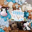 Cowboy Baby Shower Backdrops A Little Cowboy is On The Way for Boy Blue Wild West Theme Baby Shower Western Vintage Rodeo Ranch Cow Party Decorations70.8in*43.3in