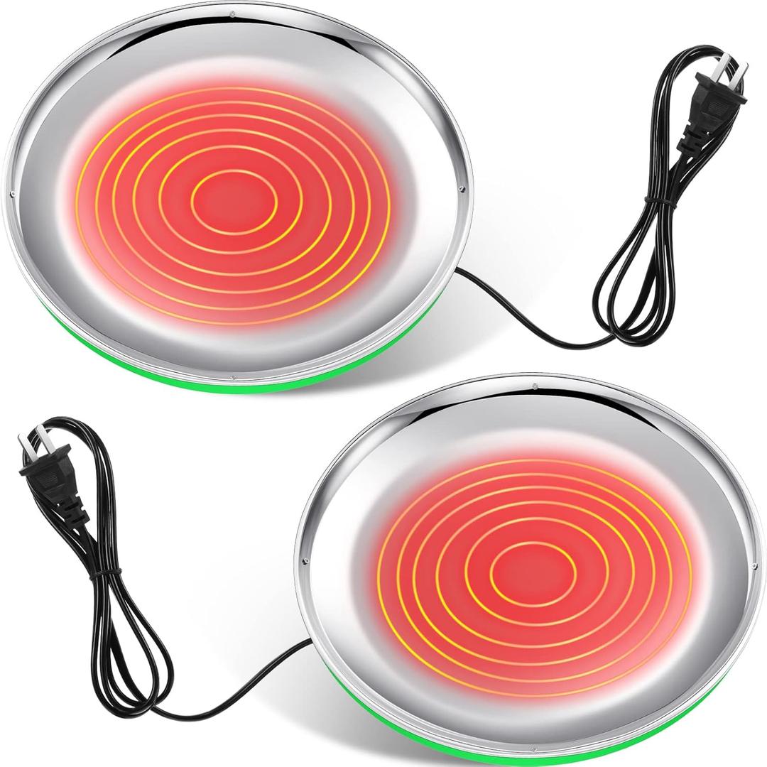 2 PCS Chicken Water Heater for Winter 110V 38W Poultry Drinker Heater Base Surface Temperature can Reach About 140 Fahrenheit Degree Chicken Waterer Electric Deicer Heated Base (Green)