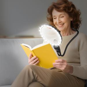 10X 30X Large Magnifying Glass with Light for Reading, Hands Free Magnifying Glass with 3 Color LED Light, Flexible Gooseneck Magnifier for Reading,Sewing,Close Work, Seniors (4.3 Inch)