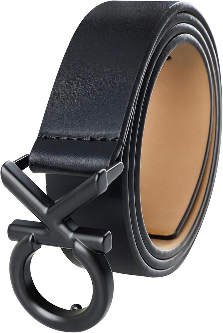 Calvin Klein Mens CK Monogram Cut Out Buckle Belt  Casual Belt for Jeans & Everyday Wear (Medium (34-36))