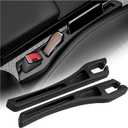 2PCS Car Seat Gap Filler Organizer,Multifunctional Car Gap Filler Organizer Storages Phone Key Avoids Things Falling,Universal Car Blocker Between Seats Car Organizer Car Accessories (Grooved Black)