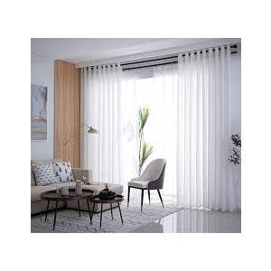 2pcs Semi Sheer Window Gauze Curtains for Dining Room Long Room Drapes White