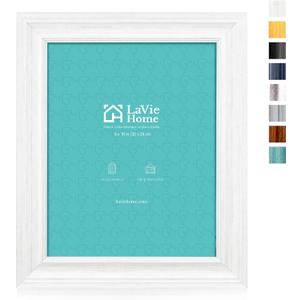 LaVie Home 8x10 Picture Frames (1 Pack, Distressed White) Rustic Photo Frame Set with Tempered Glass for Wall Mount & Table Top Display