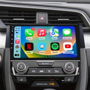 4G+64GB Android 13 Car Radio Stereo for Honda Civic 2016-2021, 9" Touch Screen Head Unit with Android 13/CarPlay/Android Auto/GPS Navigation/Bluetooth/FM/DSP Radio/AHD Backup Camera