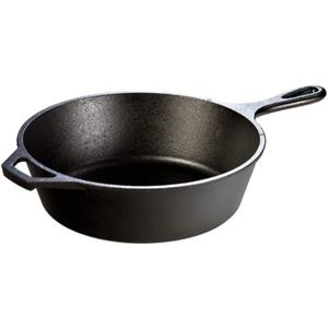 Lodge 3 Quart Pre-Seasoned Cast Iron Deep Skillet - Signature Teardrop Handle & Assist Handle - Use in the Oven, on the Stove or Grill, or Over a Campfire - Use to Sear, Saut, Bake, Broil, Braise, Fry, or Grill - Black