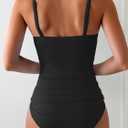 Eomenie Women's Swimsuit Tankini Tummy Control Bathing Suits Two Piece Full Coverage Slim Swim Suits with High Waisted Bottom (Black, M)