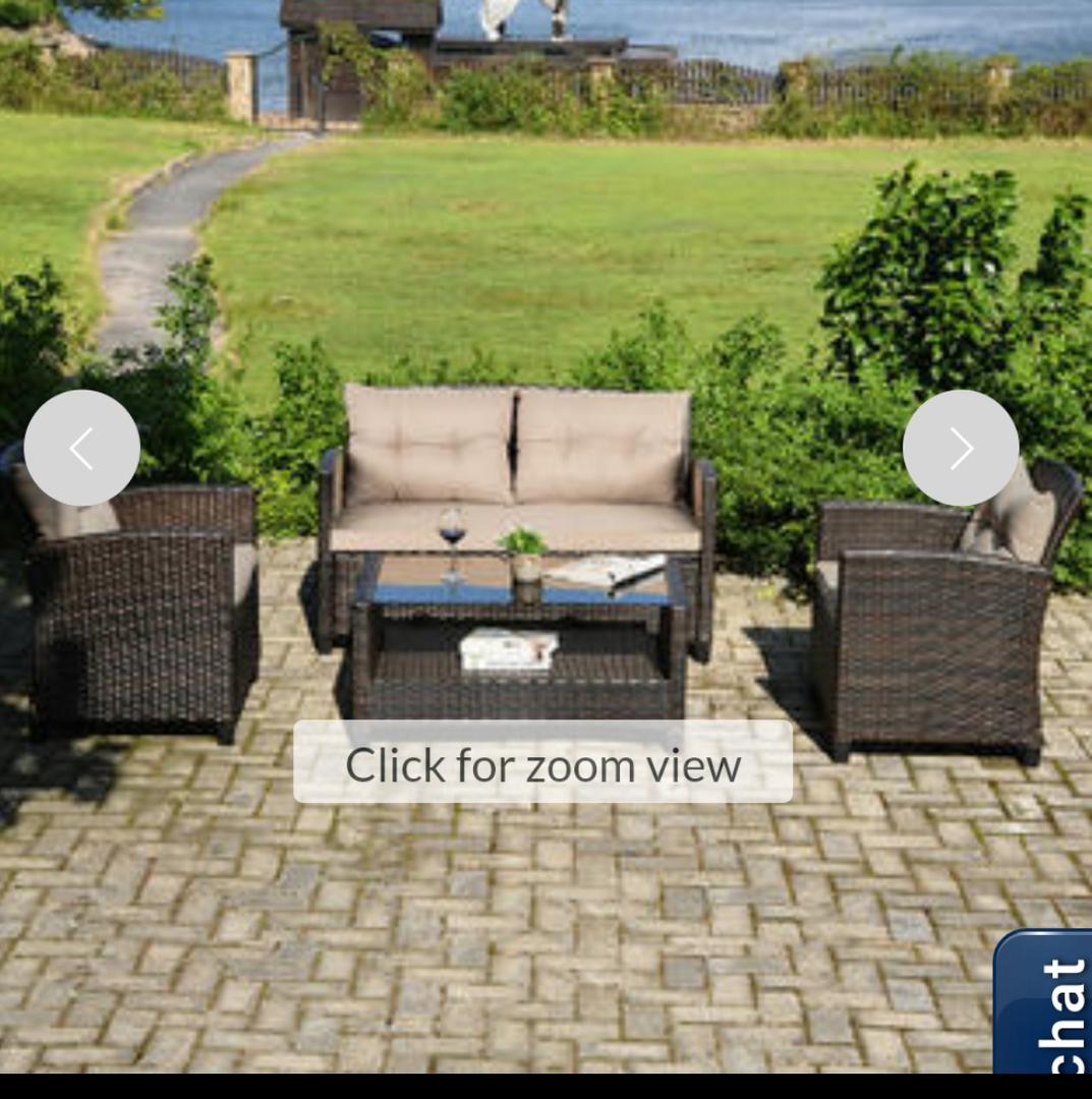 4PCS Outdoor Rattan Furniture Set Cushioned Sofa Armrest Chair Lower Shelf Brown Overall Dimension: Single Sofa: 26'' (L) x 24'' (W) x 28.5'' (H) Loveseat: 49'' (L) x 24'' (W) x 28.5'' (H) Coffee Table: 36'' (L) x 21.5'' (W) x 17'' (H)