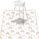 Baby Splat Mat for Under High Chair, 51 x 51 Inch Wipeable Splash MatFloor ProtectorWipe-Clean Tablecloth and Playing Mat (Rainbow)