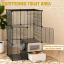 Cat Cage Indoor with Litter Box 3-Tier DIY Cat Crate Detachable Metal Wire Kennel Crate Large Exercise Place Ideal for Kitten