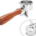 DIBTSA 54mm Portafilter Compatible with Breville RM-BES870XL, BES878BSS, BES840XL, BES840CBXL, BES840BSXL, BES810BSS, Double Spouts 3 Ears, Stainless Steel Head and Filter Basket and Wood Handle