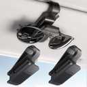 HALOBLK One-Handed-Operation Sunglass Holder for Car, Universal Visor Sunglasses Clip with Non-Slip Silicone Pads, 2 Packs
