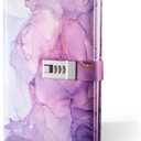 Diary with Lock, A5 Lockable Journal, PU Leather Combination Lock Diary, Lock Diary Planner Organizer for Men and Women, Office Product 8.6 x 5.9 in- Purple