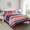 3-Piece Full/Queen-Size Quilt Set - Glory Bound Microfiber Patriotic Americana Flag Bedspread with Pillow Shams by Lavish Home