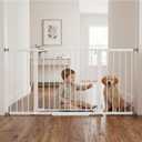 Mumeasy 36-63" Extra Wide Baby Gate for Stairs, 28.74" Walk Through Large Dog Gate for Doorways & Hallways, Auto Close Pet Gate Indoor, Pressure Mounted Child Wide Long Safety Gate for House, White