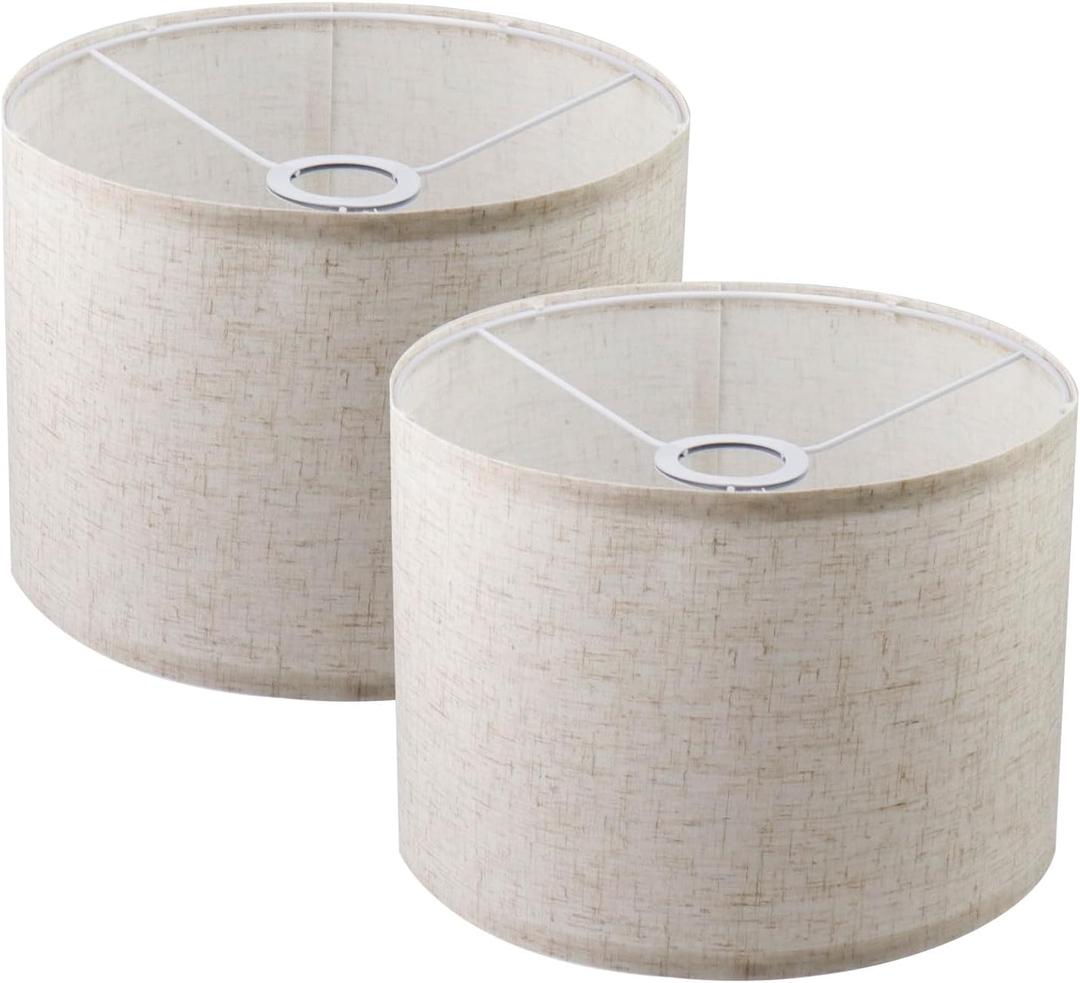 2Pack Drum Spider Shade Drum Lampshade Cover for Floor Light Lampshades Replacement for Bedside Table Lamp, inch, Linen