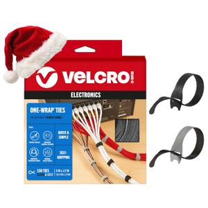 VELCRO Brand 150pk Cable Ties Value Pack, 8in | Stocking Stuffer Gifts for Tech Lovers | For Wire Management and Cord Organizer | Replace Zip Ties with Reusable Straps, Reduce Waste (Black and Gray)