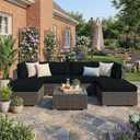 hyha Waterproof Outdoor Cushion Covers for Patio Furniture, Stretch Patio Chair Cushion Slipcovers, Coated UV Resistant Replacement Seat Covers, Solid Color (Black, 8PC)